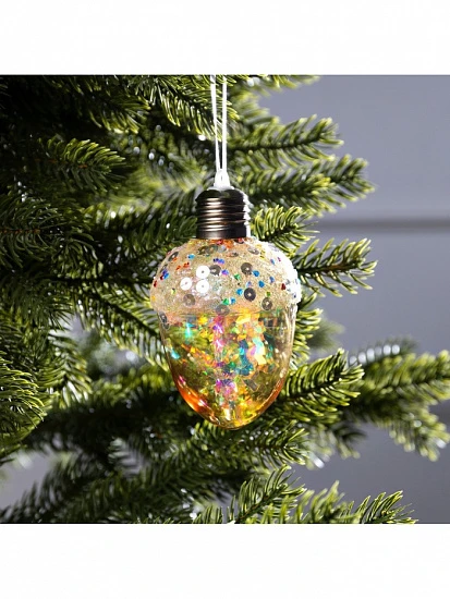 Ёлочный шар «Жёлудь жёлтый», 12×7 см, 4 LED, от батареек, свечение тёплое белое