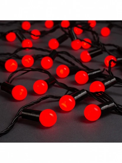 Гирлянда «Нить» 20 м с насадками «Шарики 1.5 см», IP44, тёмная нить, 200 LED, свечение красное, 8 режимов, 220 В