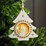 Ёлочная игрушка «Ёлочка со снеговиком», 15×14×2 см, 3 LED, от батареек, свечение тёплое белое