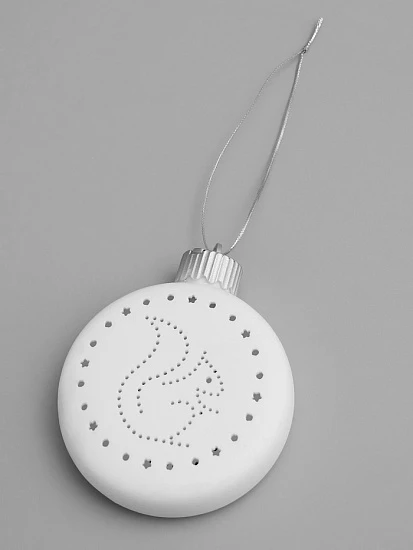 Ёлочный шар «БЁлка», 8.7×3.1×9.8 см, 1 LED, керамика, от батареек LR44×3, свечение тёплое белое