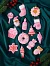 Ёлочные игрушки 14 шт. «Карнавал» 7 см и 8 м, розовый