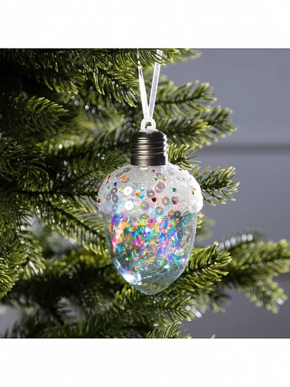 Ёлочный шар «Жёлудь», 12×7 см, 4 LED, от батареек, свечение тёплое белое