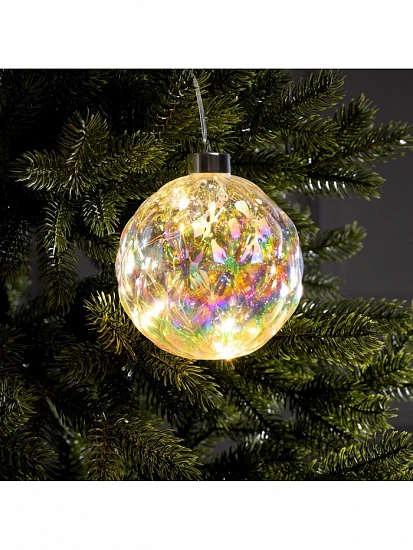 Ёлочная игрушка светодиодная «Шар», d=12 см, 12 LED, от батареек ААх2, свечение тёплое белое