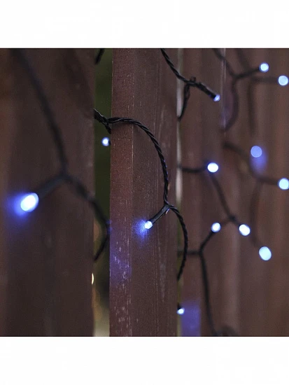 Гирлянда «Нить» 10 м, IP44, тёмная нить, 100 LED, свечение синее, 8 режимов, 220 В