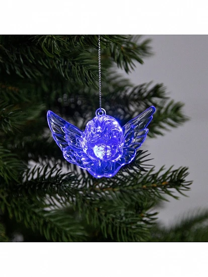 Ёлочная игрушка «Ангел», 8×5×4.5 см, 1 LED, от батареек, свечение мульти (RGB)