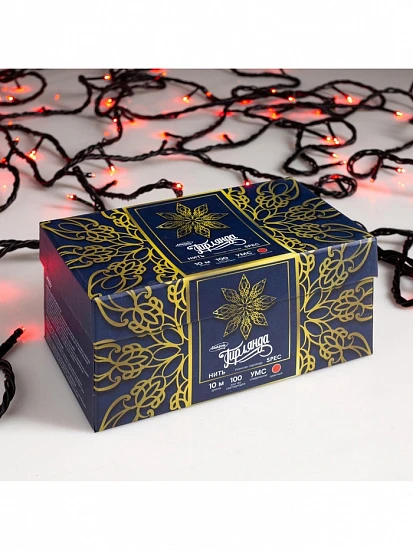 Гирлянда «Нить» 10 м, IP44, УМС, тёмная нить, 100 LED, свечение красное, 220 В