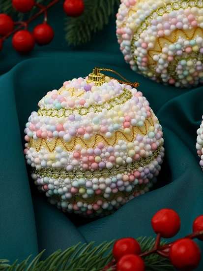 Ёлочные игрушки «Абель галант», шары новогодние, d=8 см, 3 шт., колор