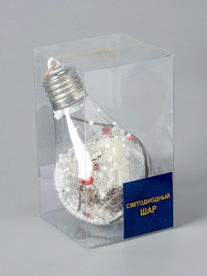 Ёлочный шар «Шишки», 5 LED, от батареек, свечение белое