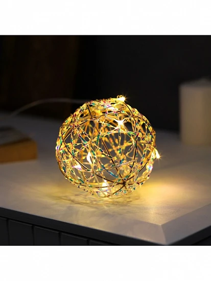 Подвеска световая «Шар плетеный», 10 см, 10 LED, от батареек ААx2, свечение тёплое белое