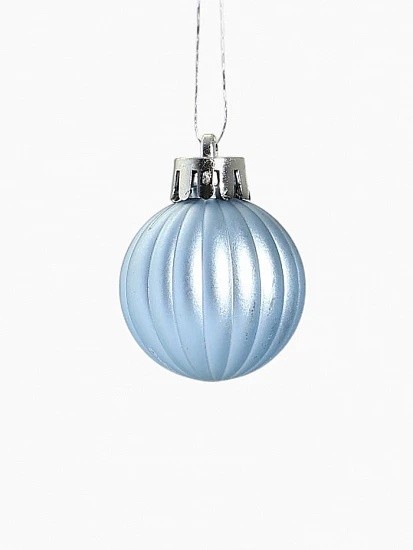 Ёлочные игрушки «Беата полоски», шары новогодние, d=3 см, набор 12 шт., голубой