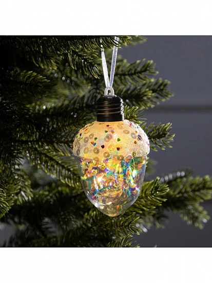 Ёлочный шар «Жёлудь», 12×7 см, 4 LED, от батареек, свечение тёплое белое