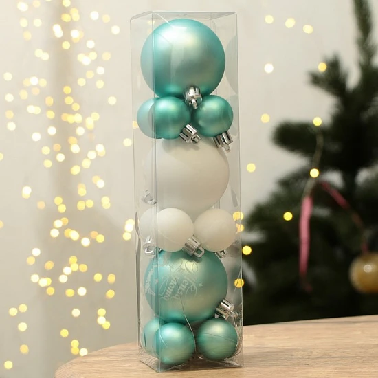 Шары ёлочные новогодние, d=3 и d=6, 15 шт., голубые, белые
