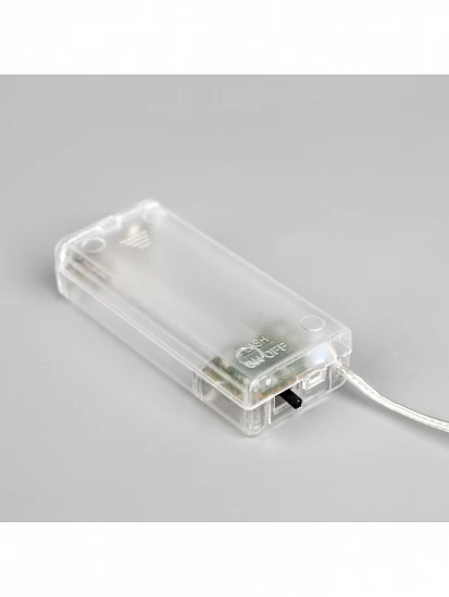Гирлянда «Нить» 2 м роса с насадками «Снеговик», IP20, серебристая нить, 20 LED, 2 режима, батарейки ААх2 (нет в комплекте), свечение белое