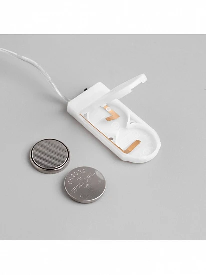 Гирлянда «Нить» 1 м роса, IP20, серебристая нить, 10 LED, батарейки CR2032×2 (в комплекте), свечение мульти