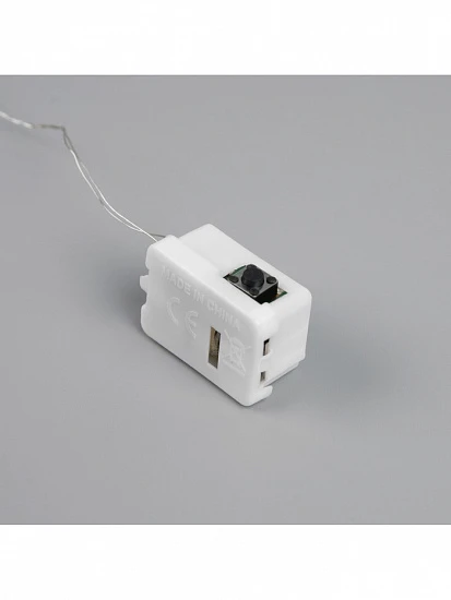 Гирлянда «Нить» 2 м роса. IP20, нить серебристая, 20 LED, 4.6 В, AG13×3 (в комплекте), 3 режима, свечение красное