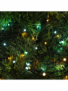 Гирлянда «Нить», 5 м, уличная, IP44, 50 LED, 2 режима, солнечная батарея, тёмная нить, свечение жёлтое/аквамарин