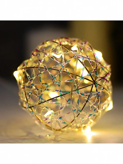 Подвеска световая «Шар плетеный», 10 см, 10 LED, от батареек ААx2, свечение тёплое белое