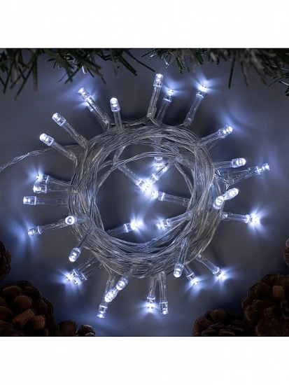Гирлянда «Нить» 4 м, IP20, прозрачная нить, 40 LED, 2 режима, батарейки AAх3 (нет в комплекте), свечение белое
