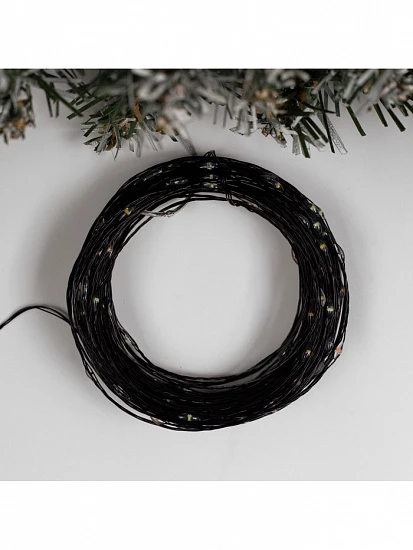 Гирлянда «Нить» 20 м роса, IP20, чёрная нить, 200 LED, свечение мульти, 12 В
