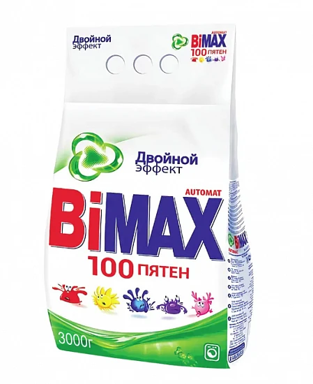 Стиральный порошок BiMax, Автомат, 100 пятен, Двойной эффект, 3 кг
