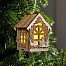 Ёлочная игрушка «Домик с Дедом Морозом на санках», 11×8×7 см, от батареек, свечение тёплое белое