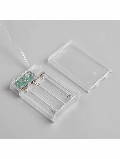 Гирлянда «Нить» 5 м роса, IP20, медная нить, 50 LED, мерцание всех светодиодов, батарейки AAх3 (нет в комплекте), свечение тёплое белое