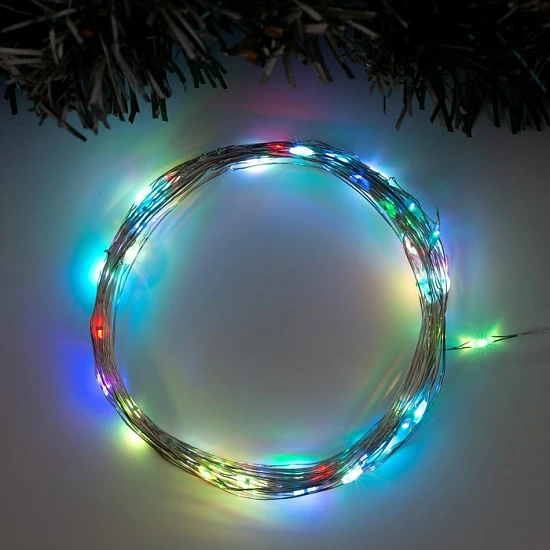НИТЬ ROSA. IP20, 10 м, Н.С. LED(1608)-100-12V, БП в комплекте, переливается, МУЛЬТИ (RGB) 519