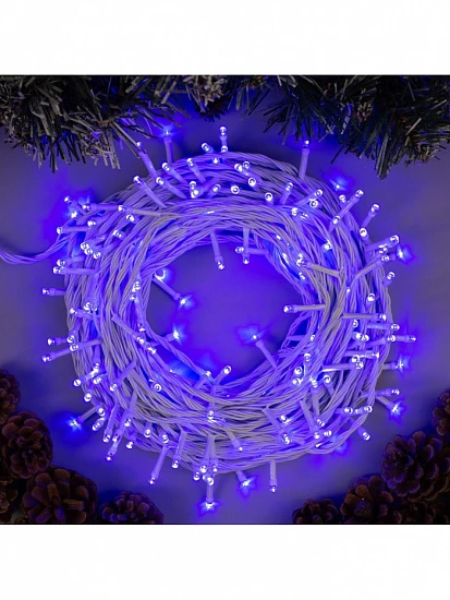 Гирлянда «Нить» 20 м, IP20, белая нить, 200 LED, свечение синее, 8 режимов, 220 В