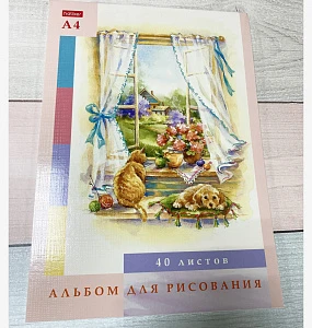 Альбом для рисования 40 листов  на скобе, окно, 2шт.