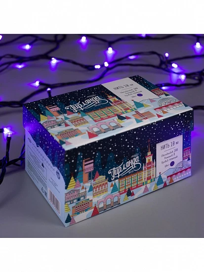 Гирлянда «Нить» 10 м, IP44, тёмная нить, 100 LED, свечение фиолетовое, 8 режимов, 220 В