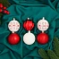 Ёлочные игрушки «Агнет» узоры, шары новогодние, d=6 см, набор 12 шт., красно-белый