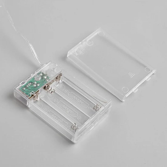 Гирлянда «Нить» 5 м роса, IP20, серебристая нить, 100 LED, 2 режима, батарейки AAх3 (нет в комплекте), свечение белое