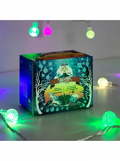Гирлянда «Нить» 5 м с насадками «Мини фонарик», IP20, прозрачная нить, 20 LED, свечение мульти (RG/RB), мигание, 220 В