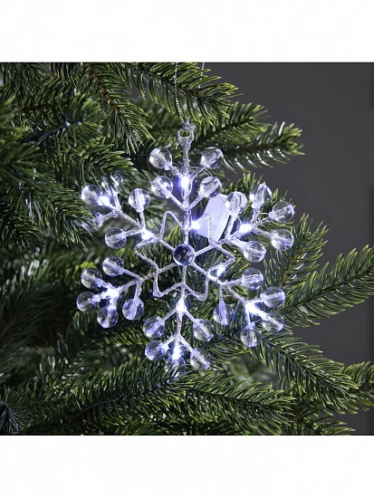 Подвеска световая «Снежинка», 14×14×1 см, 10 LED, от батареек AG13×3, свечение белое