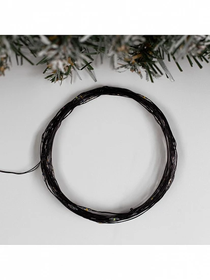 Гирлянда «Нить» 5 м роса, IP20, чёрная нить, 50 LED, свечение мульти, USB