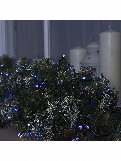 Гирлянда «Нить» 20 м, IP44, тёмная нить, 200 LED, свечение бело-синее, мигание, 220 В