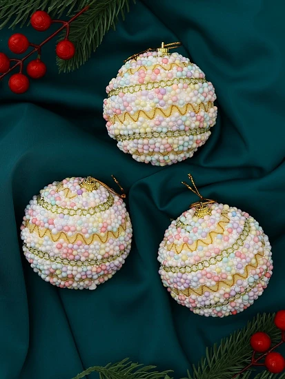 Ёлочные игрушки «Абель галант», шары новогодние, d=8 см, 3 шт., колор