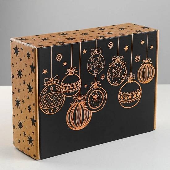 Коробка подарочная новогодняя складная Happy New Year, 30.5×22×9.5 см, Новый год