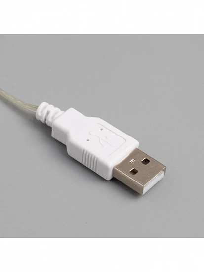 Гирлянда «Мишура» 2 м роса, IP20, серебристая нить, 100 LED, свечение мульти, USB