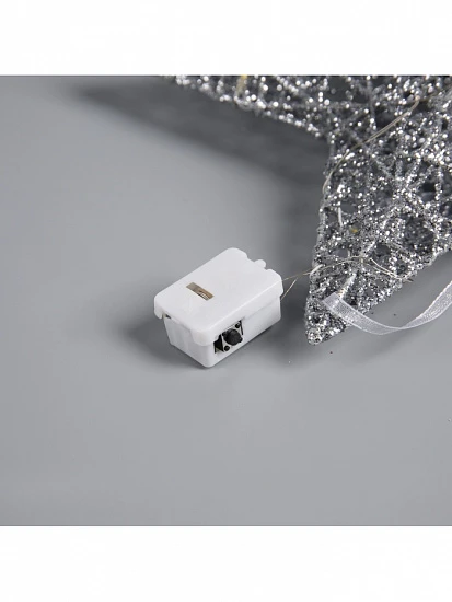 Подвеска световая «Звезда серебристая», 20×20×5 см, 10 LED, от батареек AG13×3, свечение тёплое белое