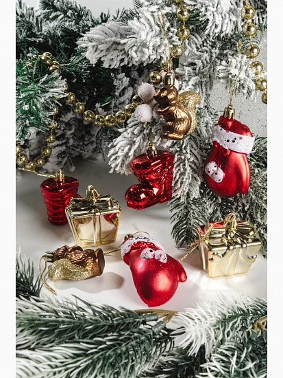 Ёлочные игрушки 8 шт. «Зимнее волшебство. В гостях у белочек» пластик, МИКС