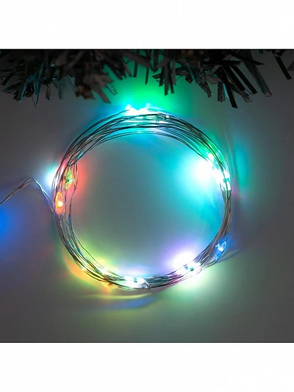 Гирлянда «Нить» 2 м роса, IP20, серебристая нить, 20 LED, свечение мульти (RGB), переливы, USB