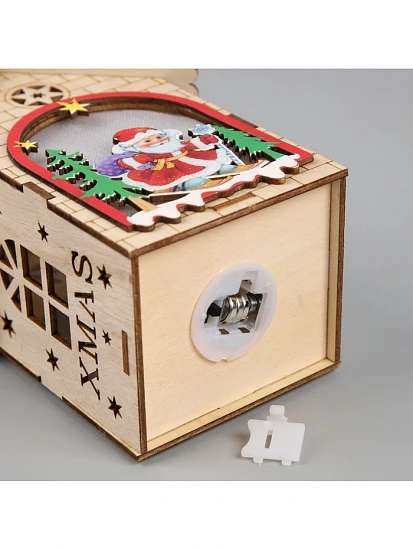 Ёлочная игрушка «Домик с Дедом Морозом», 14.5×11×8.5 см, 1 LED, от батареек, свечение тёплое белое