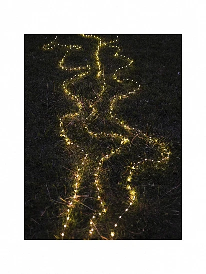 Гирлянда «Нить» 20 м роса, IP20, серебристая нить, 200 LED, свечение тёплое белое, 12 В