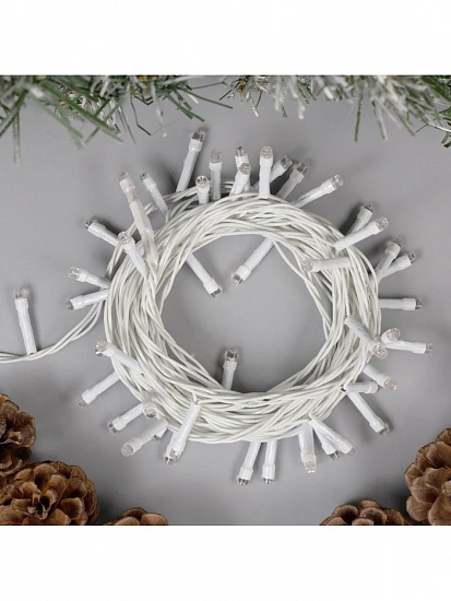 Гирлянда «Нить» 5 м, IP20, белая нить, 50 LED, 8 режимов, 220 В, свечение мульти