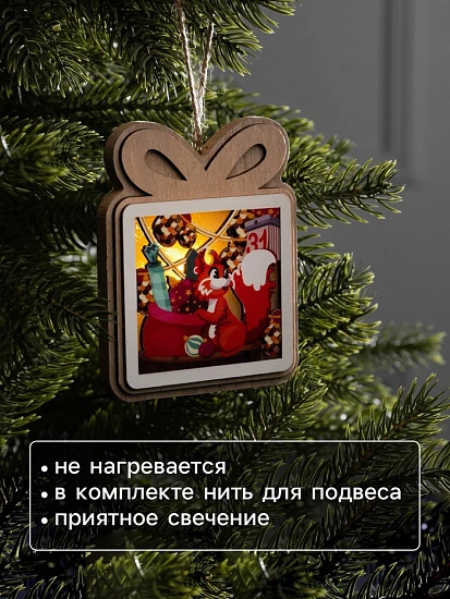 Подвеска световая «Белочка с подарками», 11×9 см, от батареек LR41×3, свечение тёплое белое