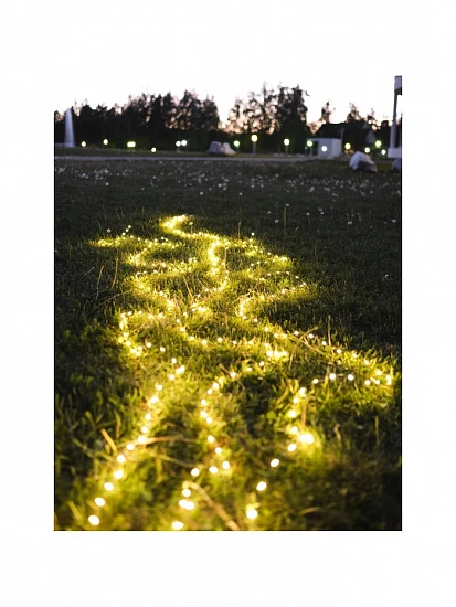 Гирлянда «Нить» 20 м роса, IP20, серебристая нить, 200 LED, свечение тёплое белое, 12 В