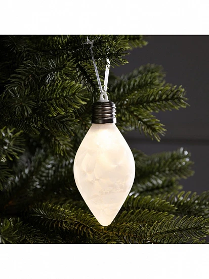 Ёлочный шар «Снежный шар», 7×14 см, 1 LED, от батареек LR44×3, свечение тёплое белое