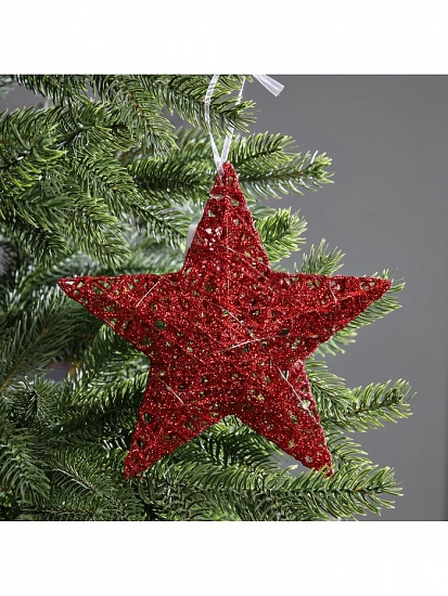 Подвеска световая «Звезда красная», 20×20×5 см, 10 LED, от батареек AG13×3, свечение тёплое белое