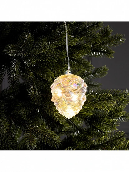 Ёлочная игрушка светодиодная «Шишка», 10×8 см, 5 LED, от батареек ААх2, свечение тёплое белое